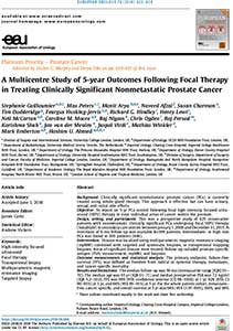Link to published paper, 5 year outcomes following focal thearpy treatment for prostate cancer.