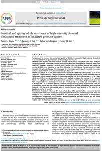 Link to published paper, Survival and Quality of Life Outcomes for HIFU treatment for prostate cancer.